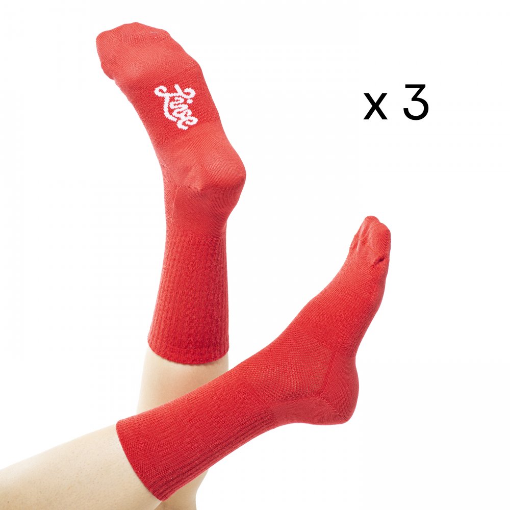 Merino wool long crew cut socks red 3pack Merino.live 39 - 42