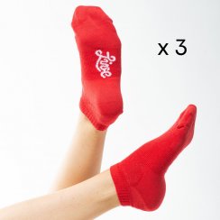 Kotníkové ponožky z merino vlny červené 3pack Merino.live