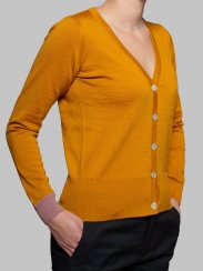 Business casual button-up cardigan gold/pink Merino.live