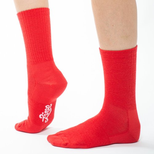 Merino wool long crew cut socks red Merino.live - Size: 39 - 42
