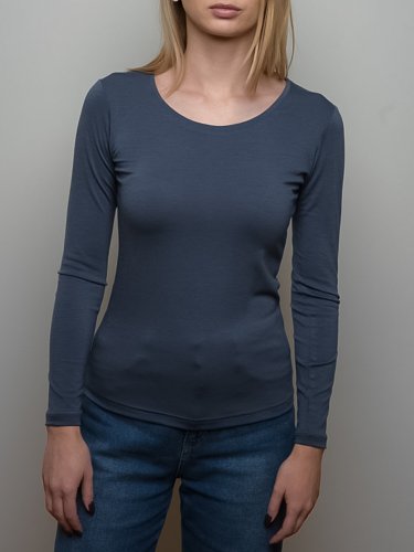Dámské tričko ze 100% merino vlny s dlouhým rukávem blue Merino.live - Velikost: XL