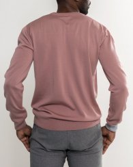 Men's merino wool crewneck sweater pink/grey Merino.Live