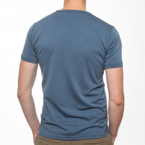 Men's short sleeve merino wool T-shirt 160 blue Merino.live - Size: S