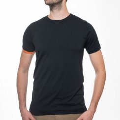 Dobročinné pánské tričko ze 100% merino vlny s krátkým rukávem černá/oranžová Merino.live
