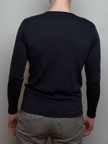Pánské tričko ze 100% merino vlny s dlouhým rukávem navy Merino.live - Velikost: XXL