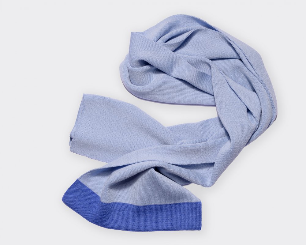 Luxuriously Soft Merino Colorblock Scarf – Blue/Yellow/Orange
