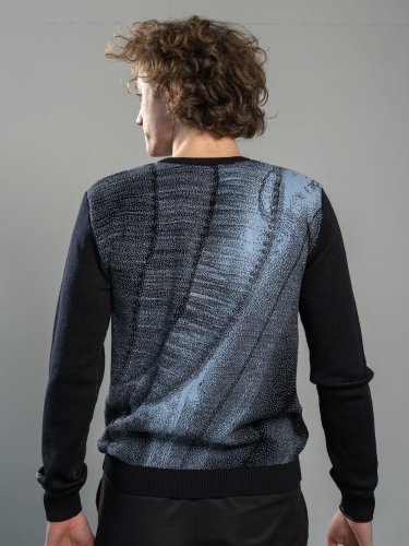 Men's 100% merino sweater Naked Oyster blue Merino.live