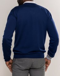 Men's merino wool V-neck sweater blue/gray Merino.Live