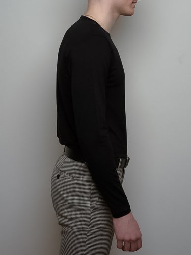 Men's 100% merino wool T-shirt with long sleeves 160 black Merino.live - Size: XL