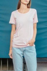 Women's 100% merino wool T-shirt with short sleeves 160 pink - grey Merino.live