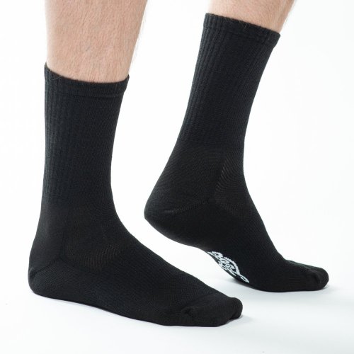Vysoké ponožky z merino vlny černé Merino.live - Velikost: 35 - 38