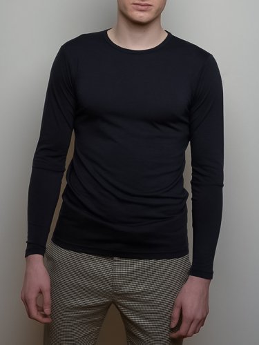 Pánské tričko ze 100% merino vlny s dlouhým rukávem navy Merino.live - Velikost: XL