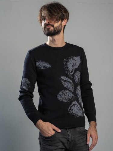 Men's 100% merino sweater Oyster Wave grey Merino.live - Size: L