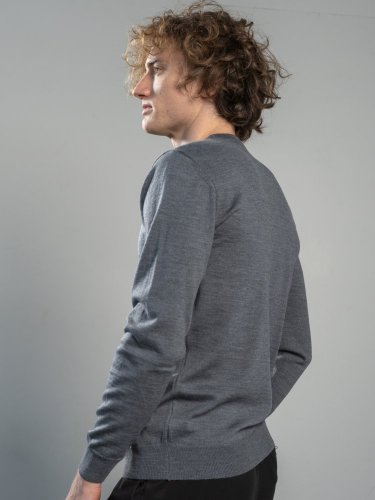 Men's 100% merino wool crewneck sweater grey/grey Merino.live - Size: XL