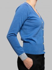 Business casual propínací cardigan světle modrá/šedá Merino.live