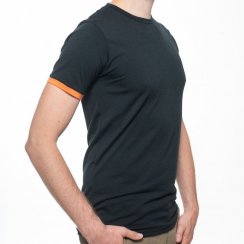 Dobročinné pánské tričko ze 100% merino vlny s krátkým rukávem černá/oranžová Merino.live