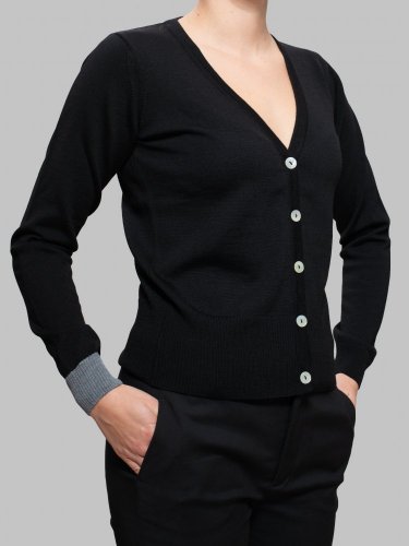 Business casual button-up cardigan black/grey Merino.live - Size: S