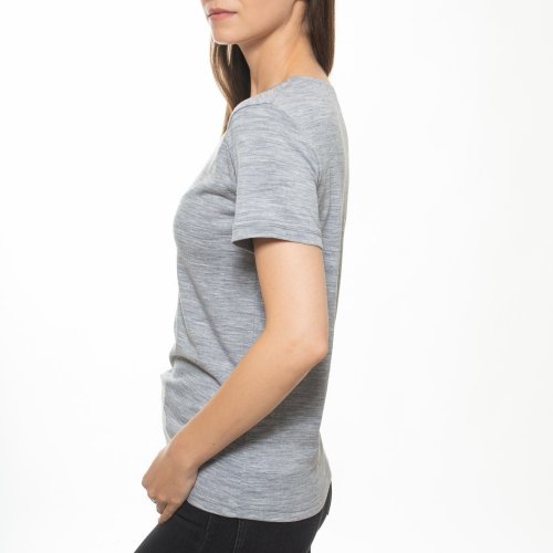 Dámské tričko ze 100% merino vlny s krátkým rukávem šedá/růžová Merino.live - Velikost: L