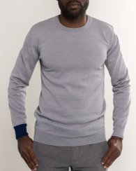 Men's merino wool crewneck sweater grey/blue