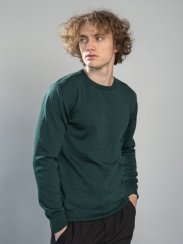 Pánský svetr ze 100% merino vlny s kulatým výstřihem zelený Merino.live