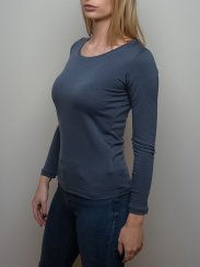 Women's 100% merino wool T-shirt with long sleeves 160 blue Merino.live