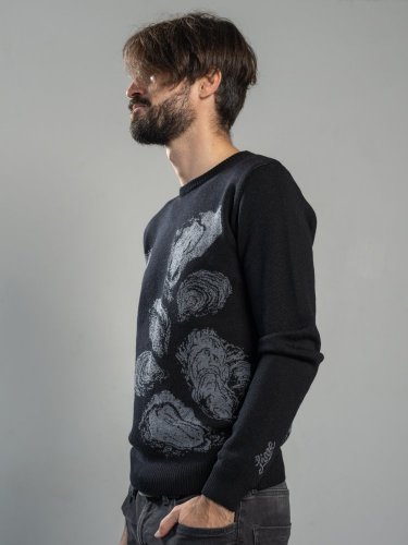 Men's 100% merino sweater Oyster Wave grey Merino.live - Size: M