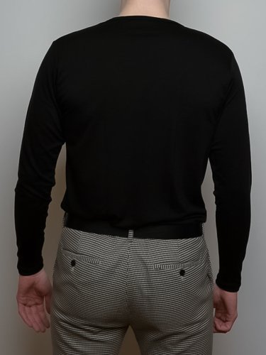 Men's 100% merino wool T-shirt with long sleeves 160 black Merino.live - Size: L