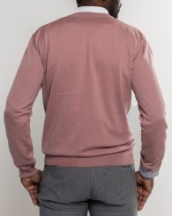 Men's merino wool V-neck sweater pink/gray Merino.Live