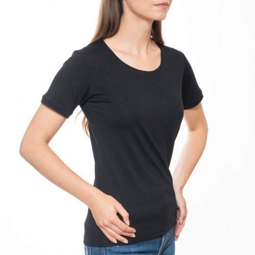Dámské tričko ze 100% merino vlny s krátkým rukávem černá Merino.live - Velikost: L