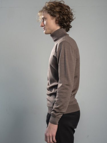 Men's merino wool turtleneck - all brown Merino.live - Size: XL