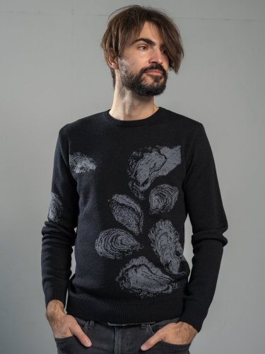 Men's 100% merino sweater Oyster Wave grey Merino.live - Size: L