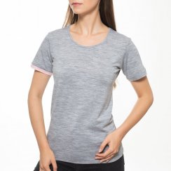 Women's 100% merino wool T-shirt with short sleeves 160 grey - pink Merino.live