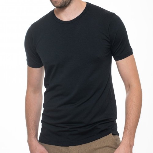 Pánské tričko ze 100% merino vlny s krátkým rukávem černá Merino.live - Velikost: L