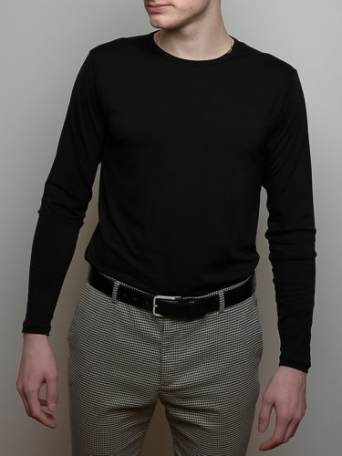 Pánské tričko ze 100% merino vlny s dlouhým rukávem černá Merino.live - Velikost: S