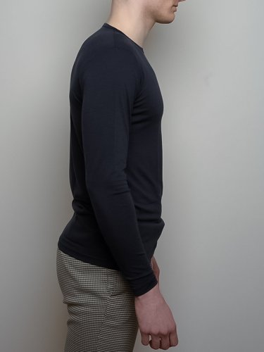 Men's 100% merino wool T-shirt with long sleeves 160 navy Merino.live - Size: XL