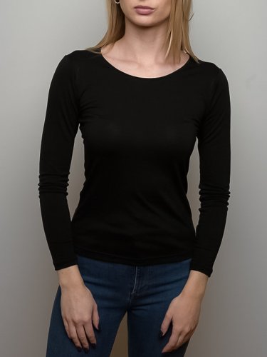 Women's 100% merino wool T-shirt with long sleeves 160 black Merino.live