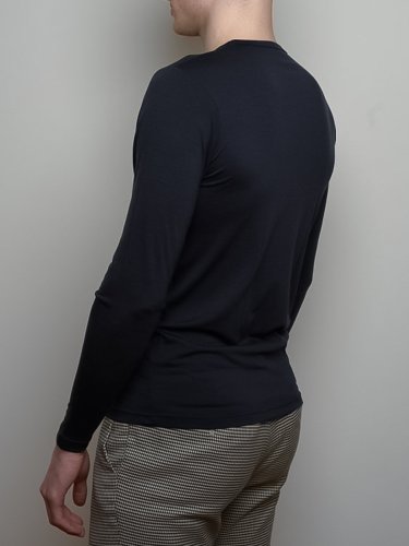 Pánské tričko ze 100% merino vlny s dlouhým rukávem navy Merino.live - Velikost: XL
