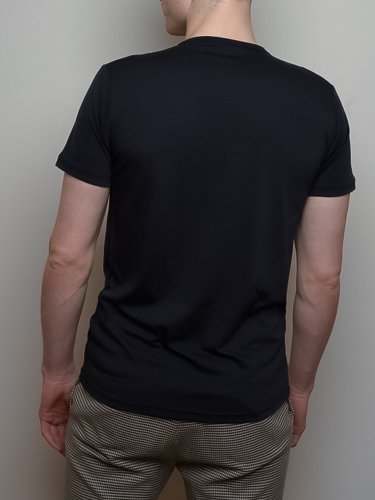 Men's short sleeve 100% merino wool T-shirt 160 navy Merino.live - Size: XL