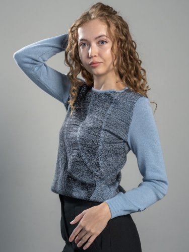 Women's 100% merino wool sweater Naked Oyster blue Merino.live - Size: S