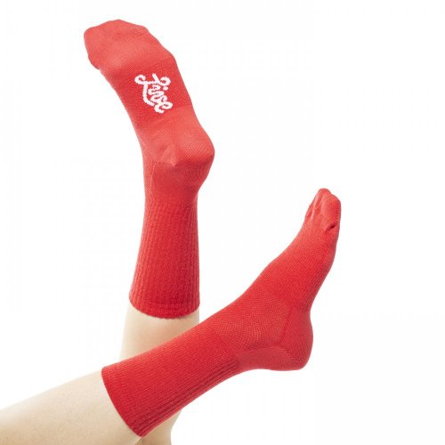 Vysoké ponožky z merino vlny červené Merino.live - Velikost: 43 - 46