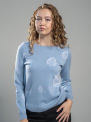 Women's 100% merino wool sweater Oyster Rain blue Merino.live